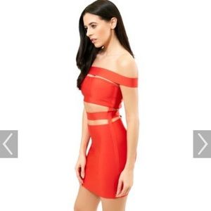 Red bodycon bandage dress